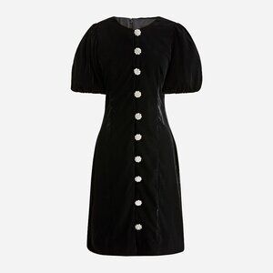 NWT J. Crew Collection Womens Size 0 Velvet Jeweled Button-Front Mini Dress NEW
